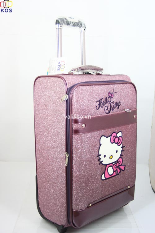 Vali kéo Hello Kitty hồng tím kim tuyến 6 tấc VLKT011