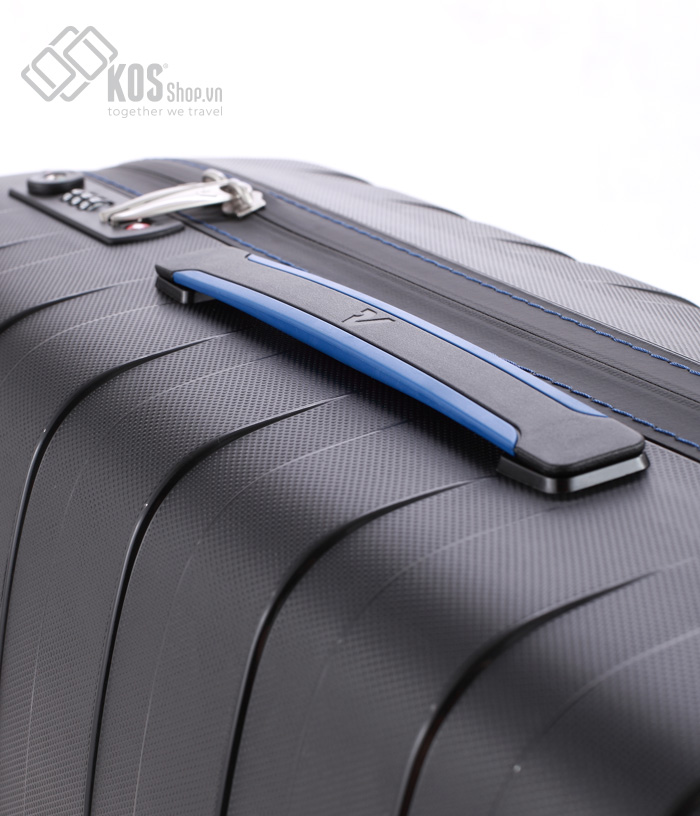 Vali Roncato Box Black with blue line 6 tấc